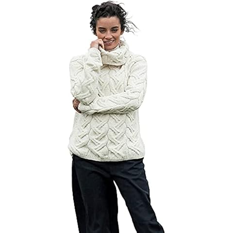 100% Superweicher Merinowolle Chunky Zopfmuster Aran Pullover Cover