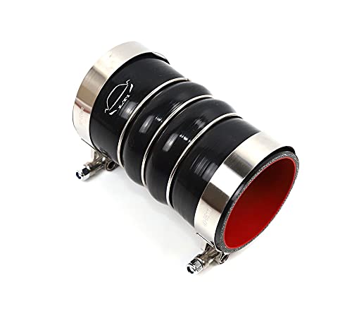 Image of LTI Universal 6 inch Length 4-Ply Reinforced High Temperature Charge Air Cooler CAC Hose 3 inch ID Straight With T Bolt Clamp (3 inch, BLACK)