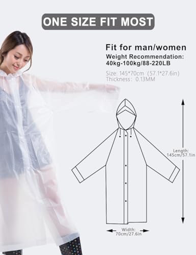 Rain Ponchos for Adults - 2 Pack Raincoats Reusable Emergency Raincoats Rain Cover for Men Women with Drawstring Hood3