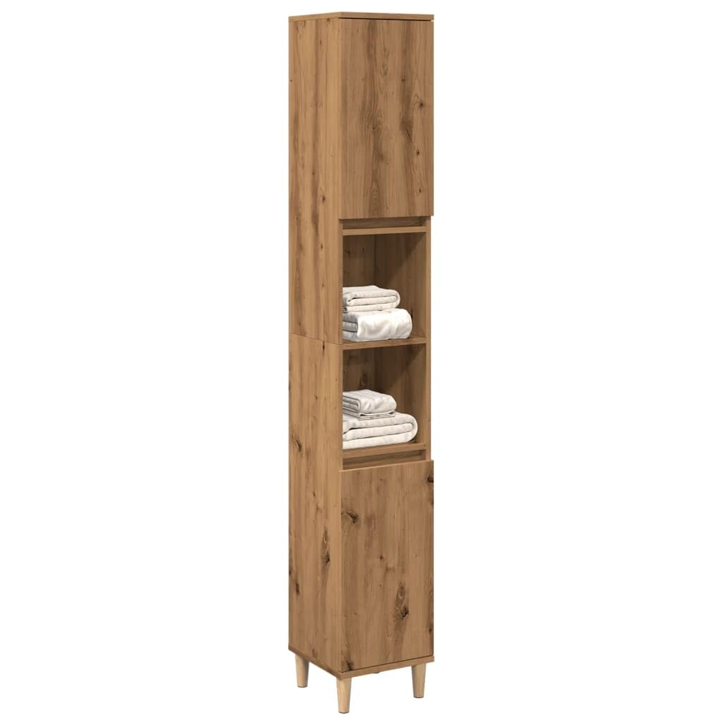vidaXL Armario de baño Madera contrachapada Roble Artisan 30x30x190 cm