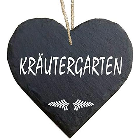 Homeyourself Herz Schieferherz Schiefer Schieferschild 10 x 10 cm Kräutergarten schwarz Dekoschild Wandschild Schild Stein Garten Cover