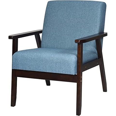 COSTWAY Silla de Salón con Asiento y Respaldo Acolchados en Tela (Azul) Cover
