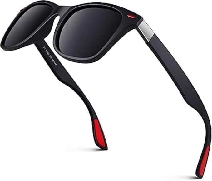 Polarized Full Rim Square Branded Stylish Sunglasses For Men & Women | 100% UV Protection Shades | Cricket Sports Cycling Driving | Black Lens | Medium | (Black)-image-11