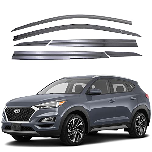 AutoClover D054 Smoke Window Shield Sun Visor Vent Wind Rain 6-pcs 1Set for 2016-2021 Hyundai Tucson : All New Tucson
