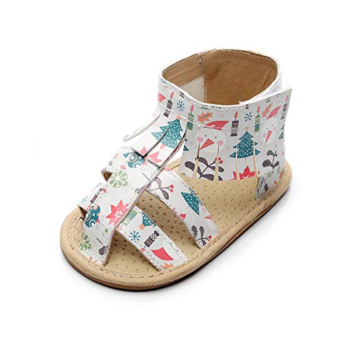 Baby Girls Summer Sandals Leather Closed-Toe Flat Anti-Slip Slippers Shoes First Walkers Shoes for Toddler (12-18Months, Green)