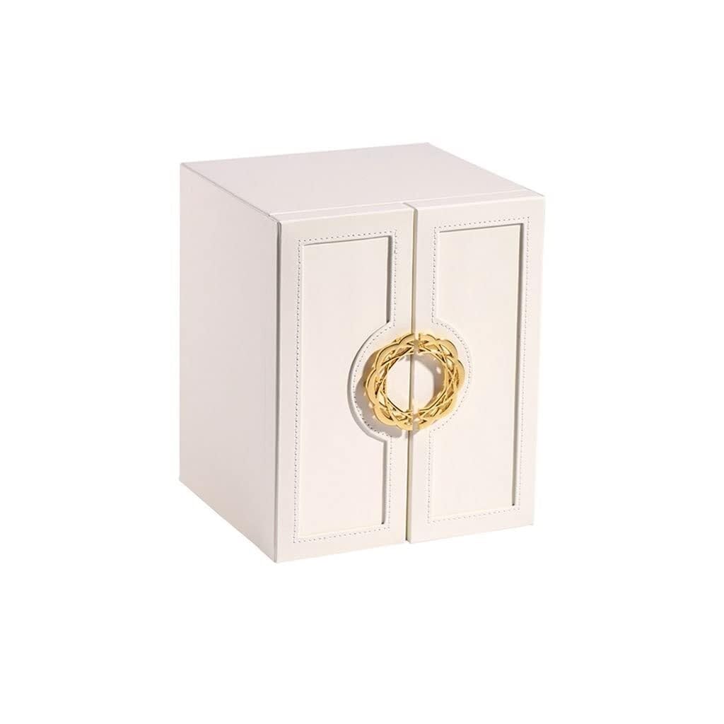Joyero Organizador con 5 cajones y Puertas Dobles, Estuche de Cuero para Guardar Anillos, Pendientes, Collares y Relojes.