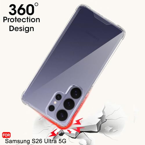 Image of TheGiftKart for Samsung S26 Ultra Case, Shockproof Clear Back Cover, Raised Bumps for Camera & Screen Protection, 360 Degree Protection Galaxy S26 Ultra Back Cover (PC & TPU, Transparent)
