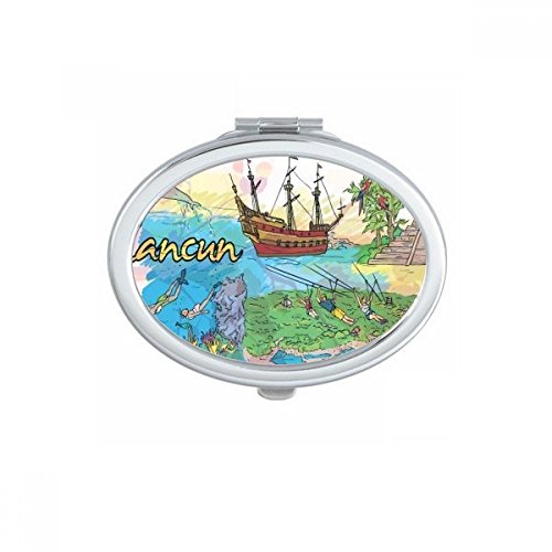 Miroir compact aquarelle de Cancun parfait pour vos retouches de maquillage en voyage