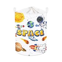 Clastyle Space Laundry Hamper Cosmic Book Storage Basket for Bathroom Parent Storage Box to Organize Toy Clothes,Planet Rocket,36x45 cm