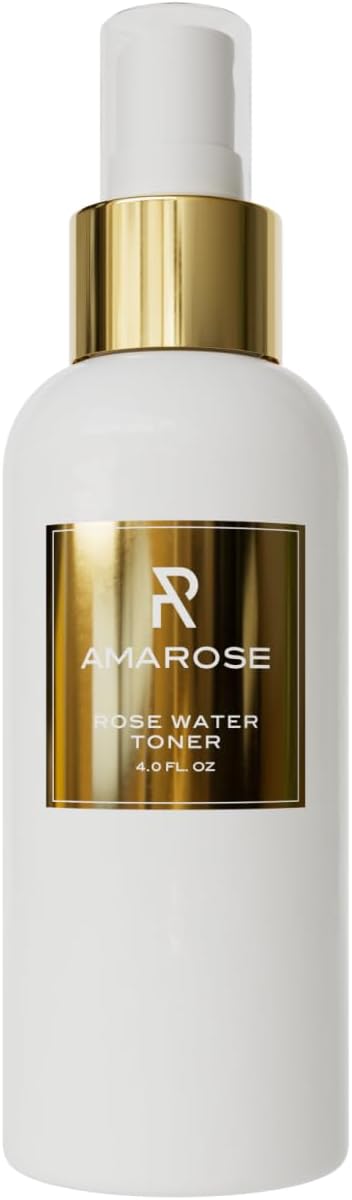 Amarose Rose Water Spray - Revitalizing, Facial Toner - Water for Face - Rose Water Toner - All Skin Types - Hydrating- Rosewater, Spray, Mist with Hyaluronic Acid