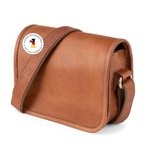 Berliner Bags Vintage Umhängetasche Lisbon, kleine Schultertasche aus Leder, Crossbody Bag, Handtasche für Damen - Braun
