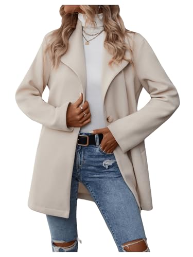 SOLY HUX Women's Long Sleeve Single Button Winter Coats Slant Pocket Overcoat Outerwear