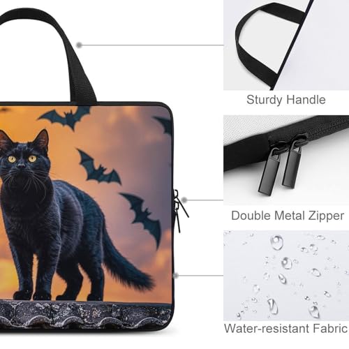 Pochette ordinateur 17 pouces chat noir idéale pour le télétravail et les cafés