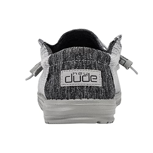 HEYDUDE Men's Wally Stretch Platinum Mix Size 9 | Men’s Shoes | Men's Lace Up Loafers | Comfortable & Light-Weight