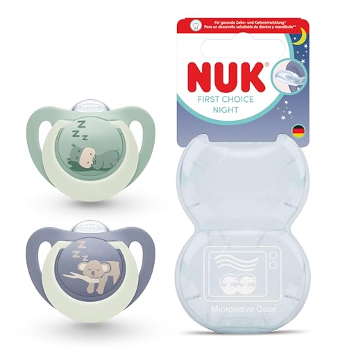 Imagen de NUK First Choice Night Chupete para bebé 6-18 meses Chupetes ortodónticos que brillan en la oscuridad Calma al 99% de los bebés** Hipopótamo
