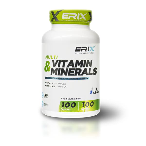 ERIX NUTRICION | MULTI VITAMIN & MINERALS 100 CAPS | MULTIVITAMINICO | Mejora el Rendimiento...