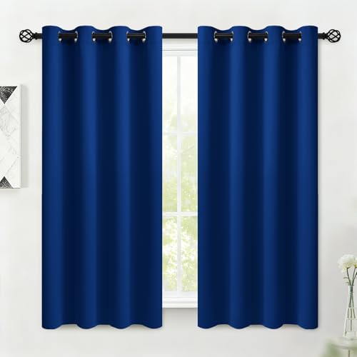 Image of COSVIYA Grommet Room Darkening Royal Blue Curtains 54 inch for Bedroom | Light Blocking Insulated Thermal Curtains for Living Room, Blackout Thick Polyester Window Drapes,52x54 inches, 2 Panels