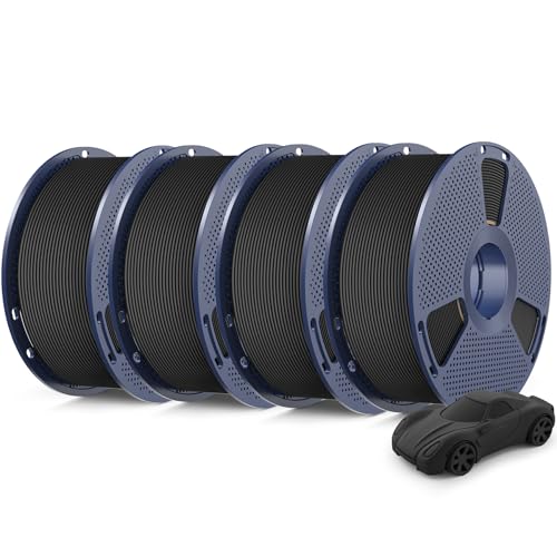 SUNLU High Speed PLA Classic 3D Filament 1.75mm,600mm/s High Toughness PLA Filament,Matte Texture No-Tangling,Dimensional Accuracy +/- 0.02mm, 4kg in Total, 1kg per Spool,4 Pack, 4Black