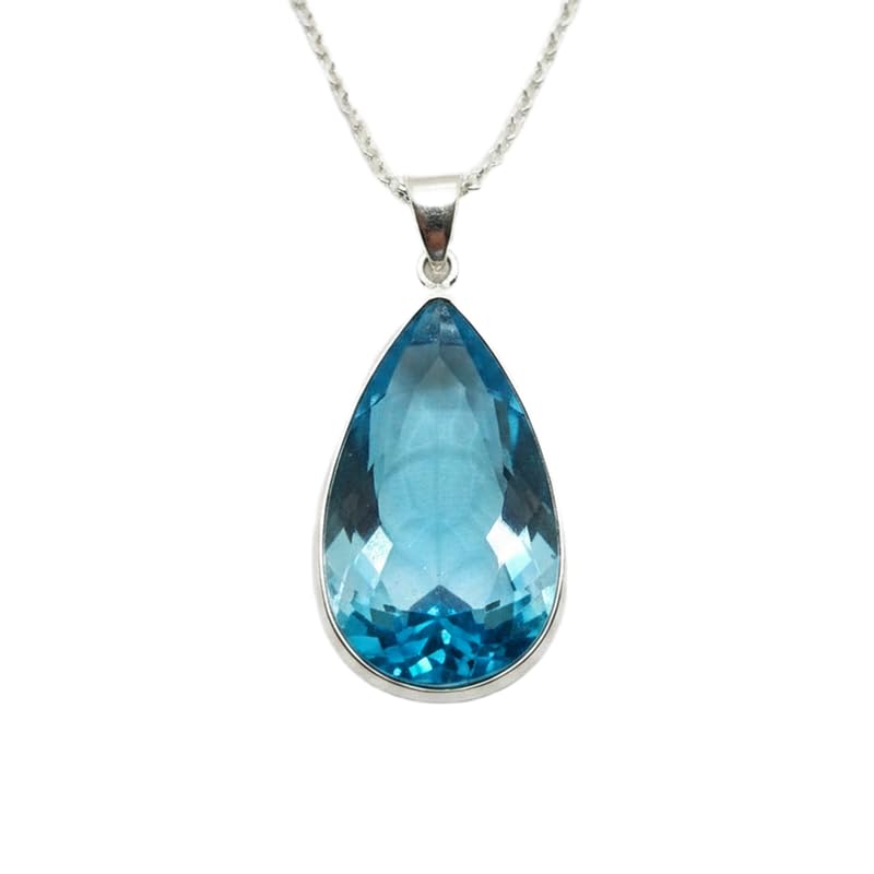 Pendentif en quartz bleu naturel, le cadeau idéal avec chaîne 45 cm