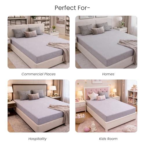Image of Mattress Protector King Size, Lycra Waterproof Bed Protector King Size, 78x72x8 Inch, Breathable Noiseless Ultra Soft, Elastic Fitted Mattress Cover | Bed Cover (Grey)