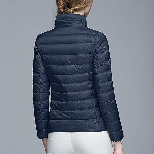 Packable Down Jacket for Women Lightweight Winter Down Jackets Zipper Warm Puffer Jacket No Hood Slim Fit Coat3