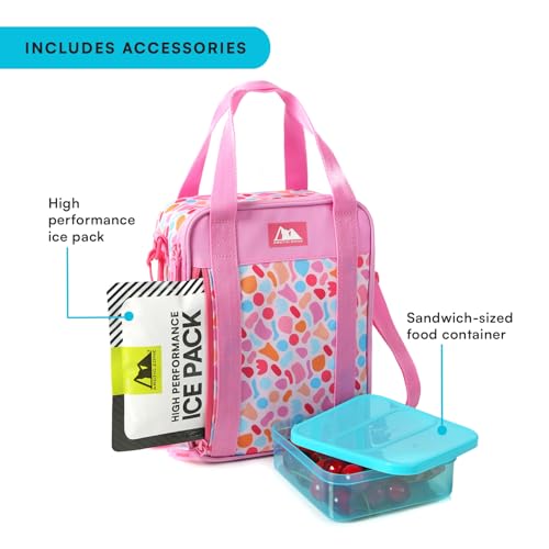 Image of Arctic Zone Urban Lunch Box Combo for Kids with Gel Ice Pack and Sandwich Container, Insulated Bag for Travel Lunch with Adjustable Strap, Tutti Frutti