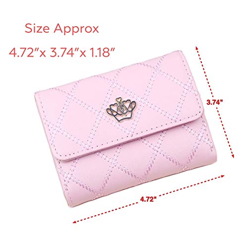 CB Women's Wallet Rhombus Quilted Crown Clutch Synthetic Leather Bifold Card Purse Holder Organizer, Small: Sky Blue2