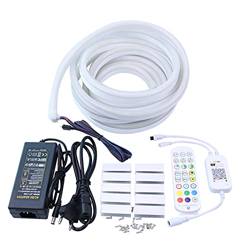 pcning 5M RGB Tira Neon LED Flexible Strip Light con Mando a Distancia , 12V 5050 80 leds/m Musica WIFI Tiras LED Neon Flex Kit Cover