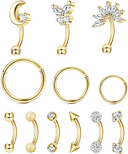 Agrewd Halloween Piercing Schmuck 16G 8mm - Fledermaus Kürbis Geist Rook & Augenbrauen Piercing