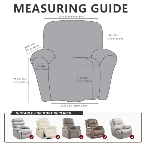 Image of ANARACHON Leather Like Recliner Chair Covers Heavy Duty, 4 Pieces Recliner Cover for Recliner Chair, Leather Cover for Recliner slipcovers Washable for Pets (02Coffee)