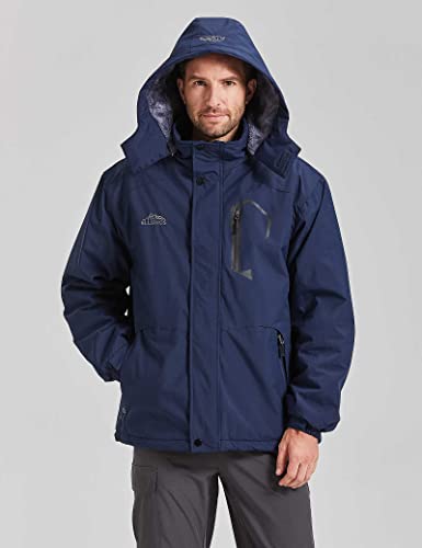 Image of ELLSWOS Men's Waterproof Ski Jacket Winter Snow Coat Warm Hooded Raincoat Windproof Windbreakers