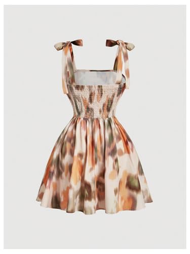 Image of Floerns Women's Tie Dye Sleeveless Cami Mini Dress Tie Shoulder Flared A Line Dress