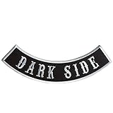 Dark Side Biker Patches Top Rocker Patches Iron on for Motorcycle Jackets (White Border White on Black)