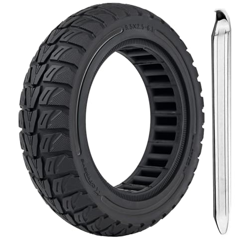 TOCBEUU 9.5x2.5-6.1 Solid Tires for Electric Scooter: Off-Road Replacement Wheels, Tubeless Rubber Tyre for NIU KQi3 Pro/Max/Sport Electric Scooter- Black(1PCS)
