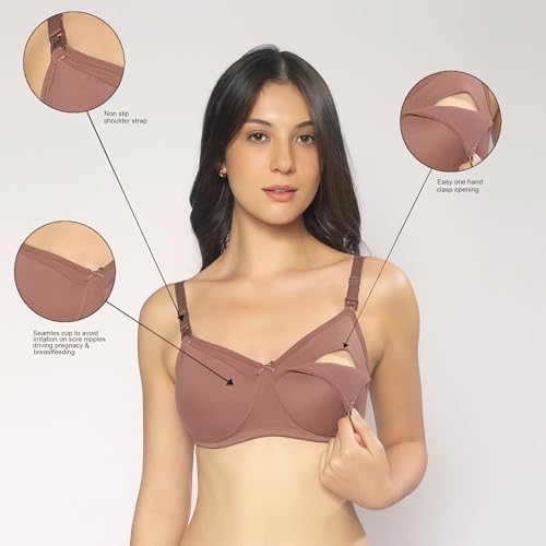 MomToBe Women's Cotton Multicolor Full Cup Non Padded Feeding Bra/Nursing Bra/Maternity Bra Combo