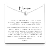 Warrior Necklace Inspirational Jewelry for Women Uplifting Encouragement Gifts Friend Birthday Pearl Sterling Silver 18”