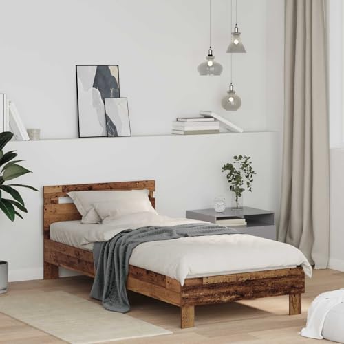 Genérico Estructura de Cama con cabecera Madera Vieja 75 x 190 cm, Camas y somieres Marrón,8003736