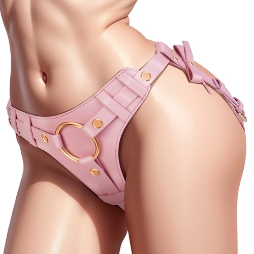 Strap On Dildo Sex Toys - Adjustable Waist and Thigh Strap-On Pegging Harness with 2 Replacement Plate & 3 Silicone & 3 Metal Rings Adult Strapless Strap-On for Lesbian Gay Vaginal Anal Play | Pink