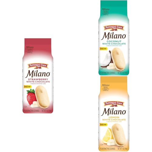 Pepperidge Farm Milano, White Chocolate Strawberry, Coconut, & Lemon, 7 Oz Bag (Pack of 3)