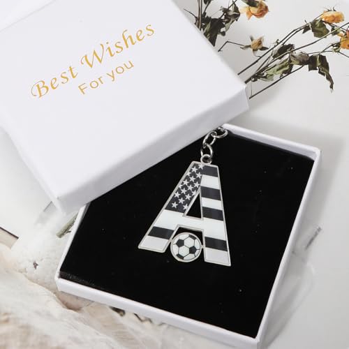 Bag Charms Initial A-Z Letter Keychain Bag Charm Soccer Keychain for Handbags Sports Bag