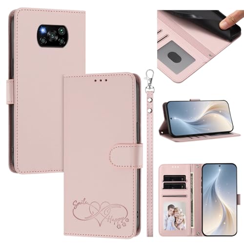 Jiajihua Cover Compatible with Xiaomi Poco X3 NFC 4G,Compatible with Xiaomi Poco X3 (Pro) Phone Case【Card Cash Slot Wallet Design Flip Kickstand Drop Protection】 Pink