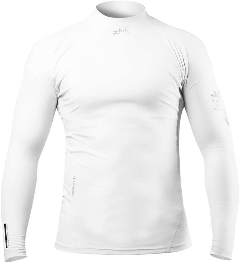 Zhik Mens Eco Long Sleeve Spandex Top - White - Easy Stretch Lightweight - Feel The Freedom in The Eco Flex Spandex - Size - L