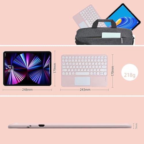 Image of Bluetooth Keyboard with Touchpad for iPad Tablet, Wireless Rechargeable Portable Keyboard for iOS Android Windows, Slim Lightweight Travel Keyboard with Built-in Trackpad