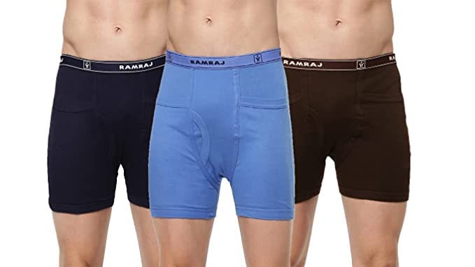 Image of RAMRAJ COTTON Men Cotton Trunks - Multicolor| Outer Elastic Waistband With Double Side Pockets