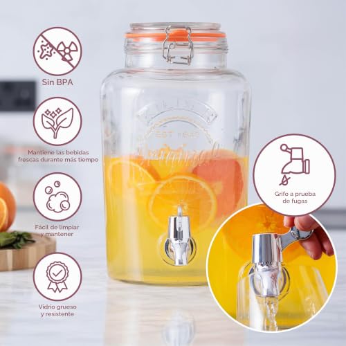 Tarro de cristal de 5 litros Kilner con grifo dispensador para bebidas y cócteles 3