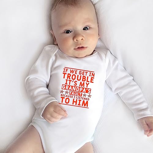 If We Get In Trouble It's My Grandpa's Fault Baby Clothes Long Sleeve Infant Romper White4