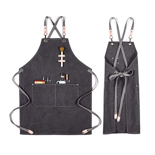 UPKOCH 1 pc Delantal de Lona Barista Delantal Ajustable para Servir con Bolsillos para Restaurante cafetería Barbacoa… - Imagen 4