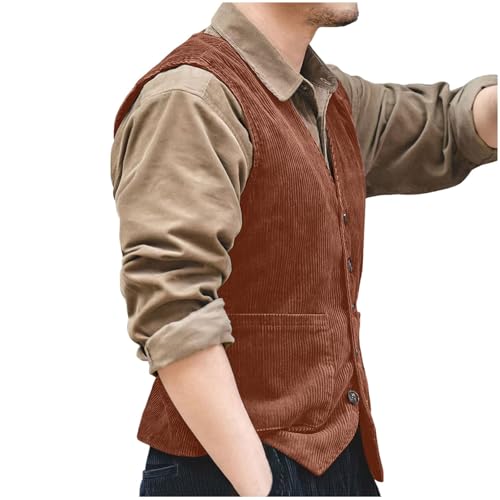 Chaleco tradicional para hombre, estilo vintage, Oktoberfest, cuello en V, sin mangas, con botones, chaleco de caza, chaleco de equitación, para festival, vaquero, chaleco regional, O Café., M