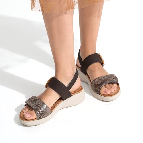 Image of UBFEN Womens Outdoor Walking Sandals Comfort Stable Low Wedge Platform | Built-in Arch Support, Shock-Absorbing Cushion Insole, Versatile Buckle Sandals for Everyday Errands,and Vacation Strolls