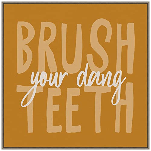 Amanti Art Framed Canvas Wall Art 30x30 Bathroom Advice IV Yellow by Wild Apple Portfolio, Framed Wall Art Canvas, Bathroom Artwork, Country Rustic Decor, Large Poster Painting for Living Room,